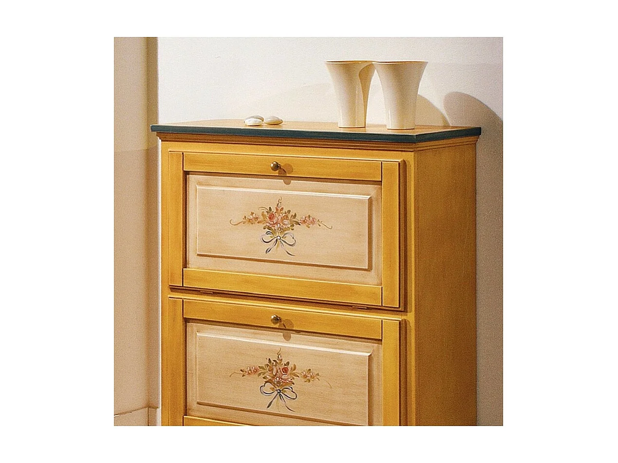 MOBILI 2G -  SCARPIERA 2 ANTE IN LEGNO MASSELLO GIALLO/BLU L.80 x P.30 H.93 (1217)