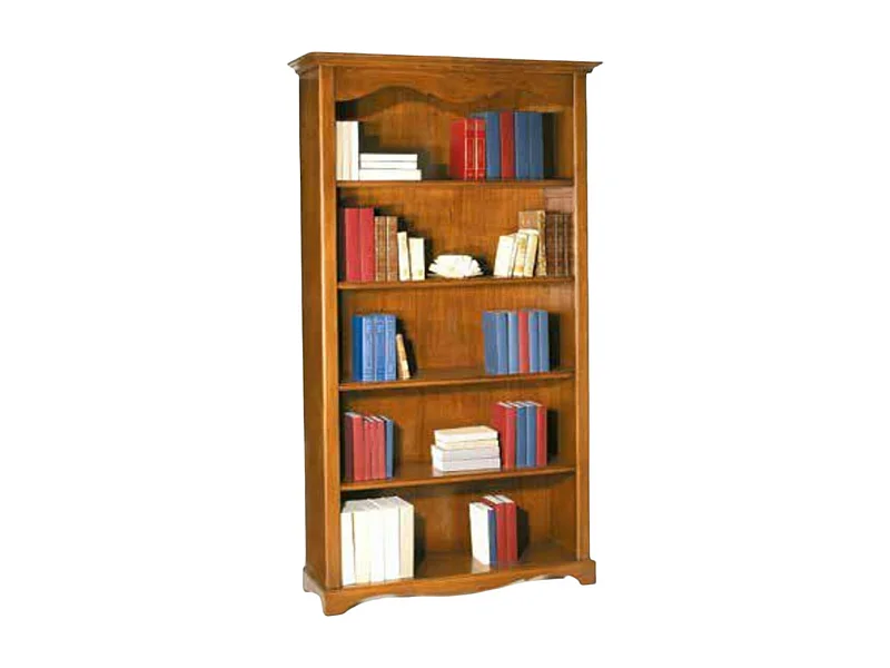 MOBILI 2G - LIBRERIA CLASSICA 5 RIPIANI IN LEGNO TINTA NOCE 120x40x210H (514)