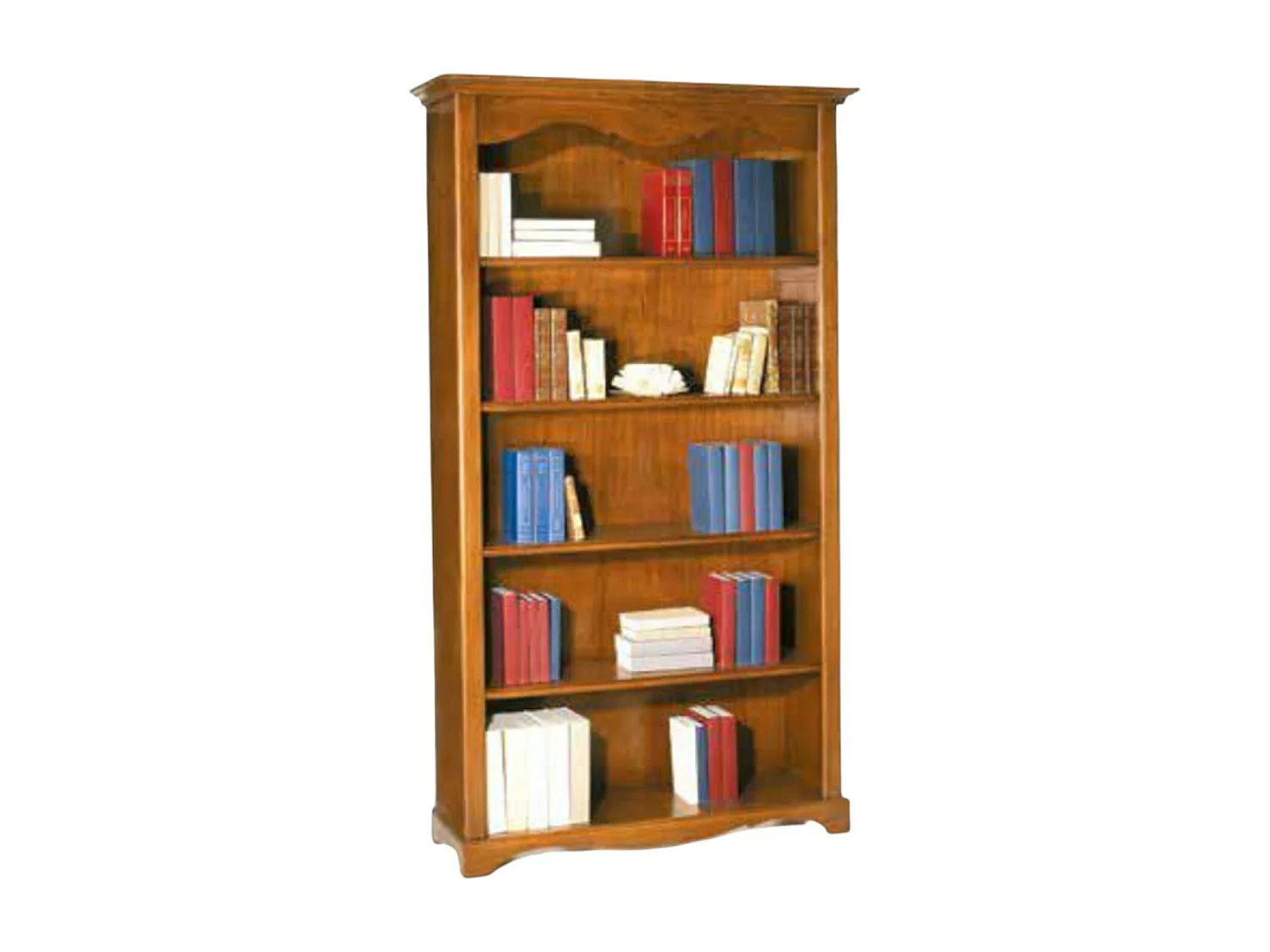 MOBILI 2G - LIBRERIA CLASSICA 5 RIPIANI IN LEGNO TINTA NOCE 120x40x210H (514)