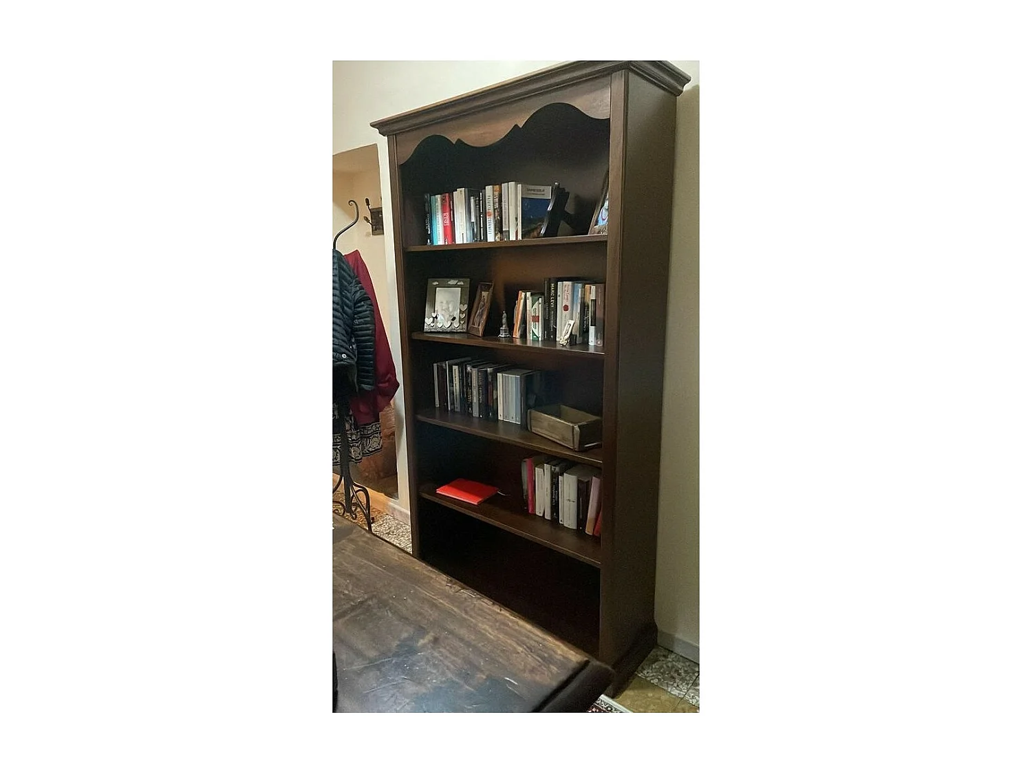 MOBILI 2G - LIBRERIA CLASSICA 5 RIPIANI IN LEGNO TINTA NOCE 120x40x210H (514)