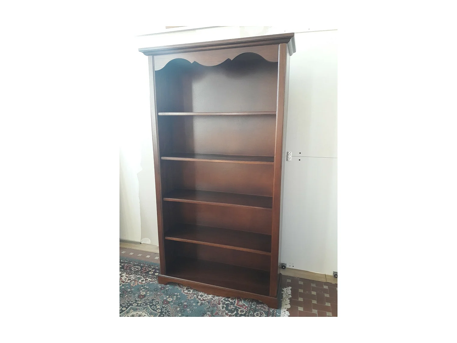 MOBILI 2G - LIBRERIA CLASSICA 5 RIPIANI IN LEGNO TINTA NOCE 120x40x210H (514)