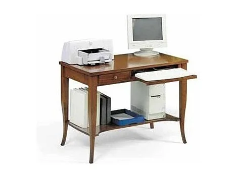 MOBILI 2G - SCRIVANIA ARTE POVERA IN LEGNO 1 CASSETTO TINTA NOCE 105X60X78 (157)