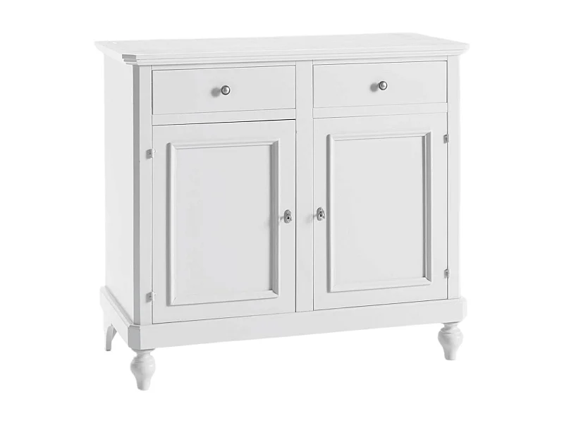 MOBILI 2G - MADIA CREDENZA NAPOLETANA 2 ANTE LACCATO BIANCO SPORCO L 112 P 49 H 98