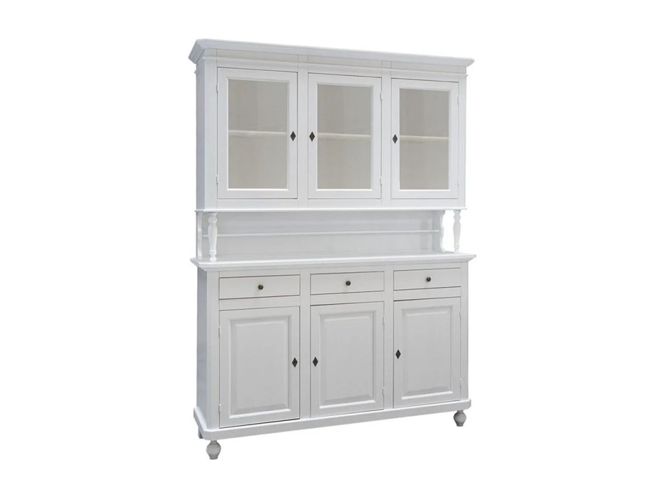 MOBILI 2G - CRISTALLIERA ARTE POVERA 3 ANTE IN LEGNO SHABBY BIANCO 150x43x208h (1188)