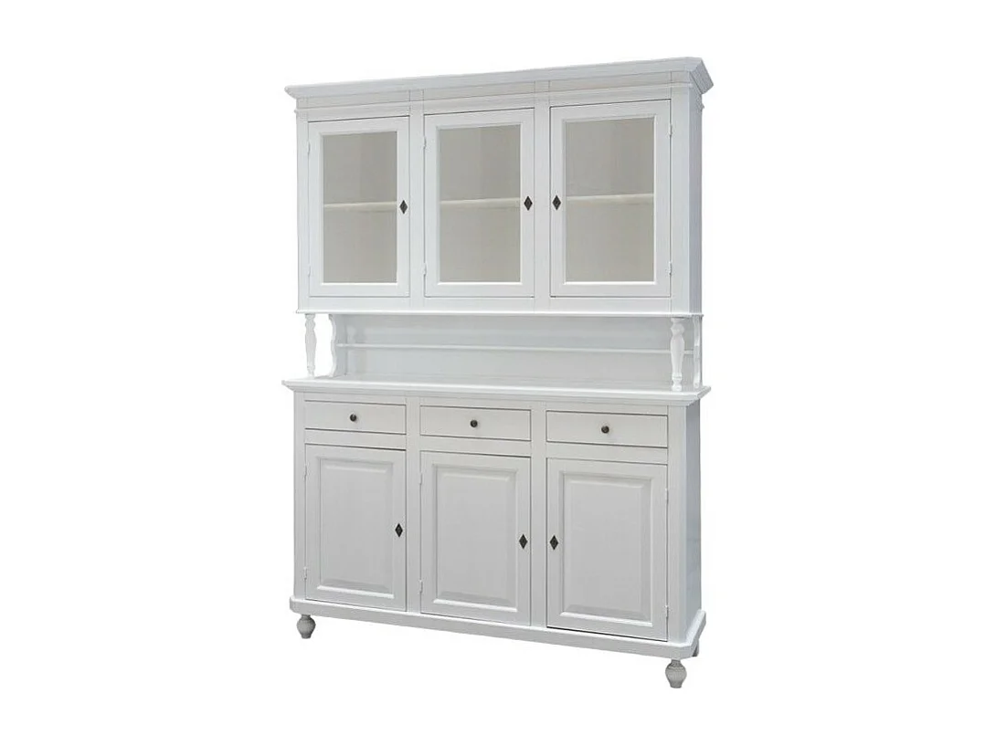 MOBILI 2G - CRISTALLIERA ARTE POVERA 3 ANTE IN LEGNO SHABBY BIANCO 150x43x208h (1188)