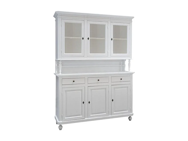 MOBILI 2G - CRISTALLIERA ARTE POVERA 3 ANTE IN LEGNO SHABBY BIANCO 150x43x208h (1188)