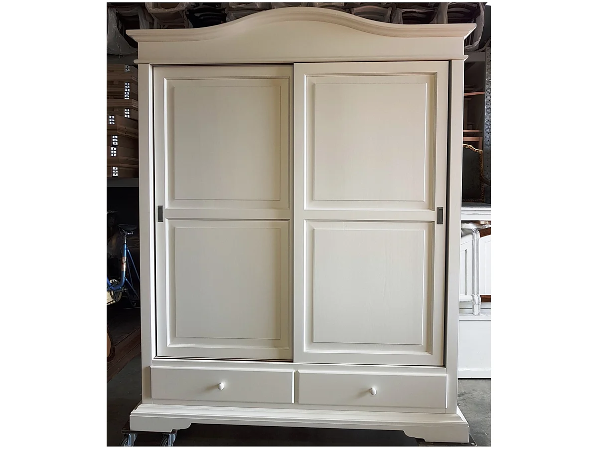MOBILI 2G - ARMADIO 2 PORTE SCORREVOLI CLASSICO LEGNO BIANCO 180x67x225H (1398)
