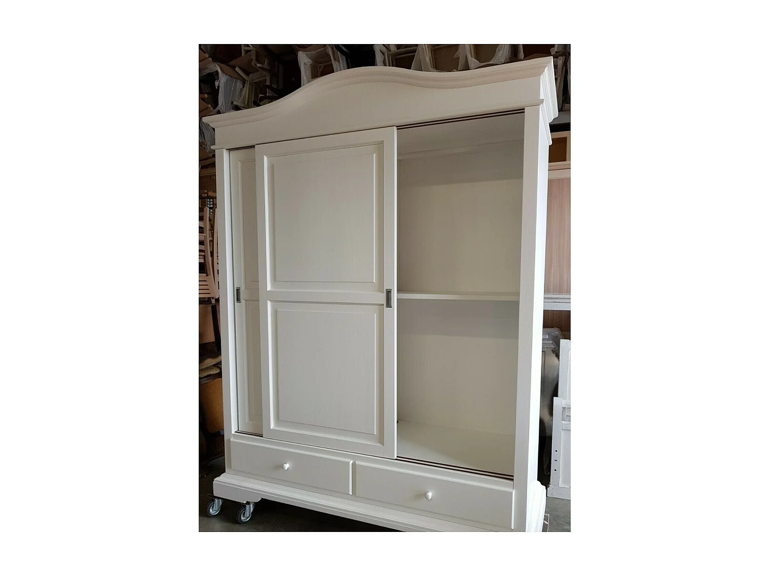 MOBILI 2G - ARMADIO 2 PORTE SCORREVOLI CLASSICO LEGNO BIANCO 180x67x225H (1398)