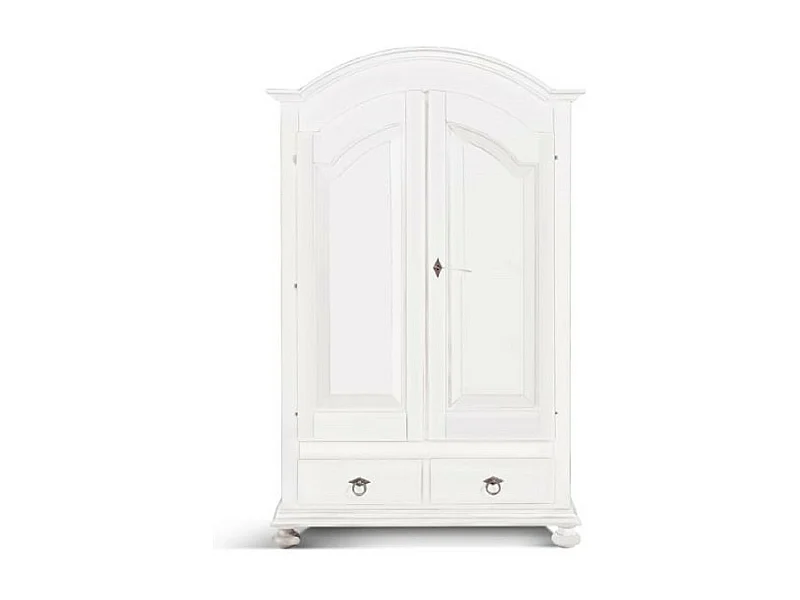MOBILI 2G - ARMADIO CAPPELLO TONDO BIANCO OPACO SHABBY 125x60x200 (1245)
