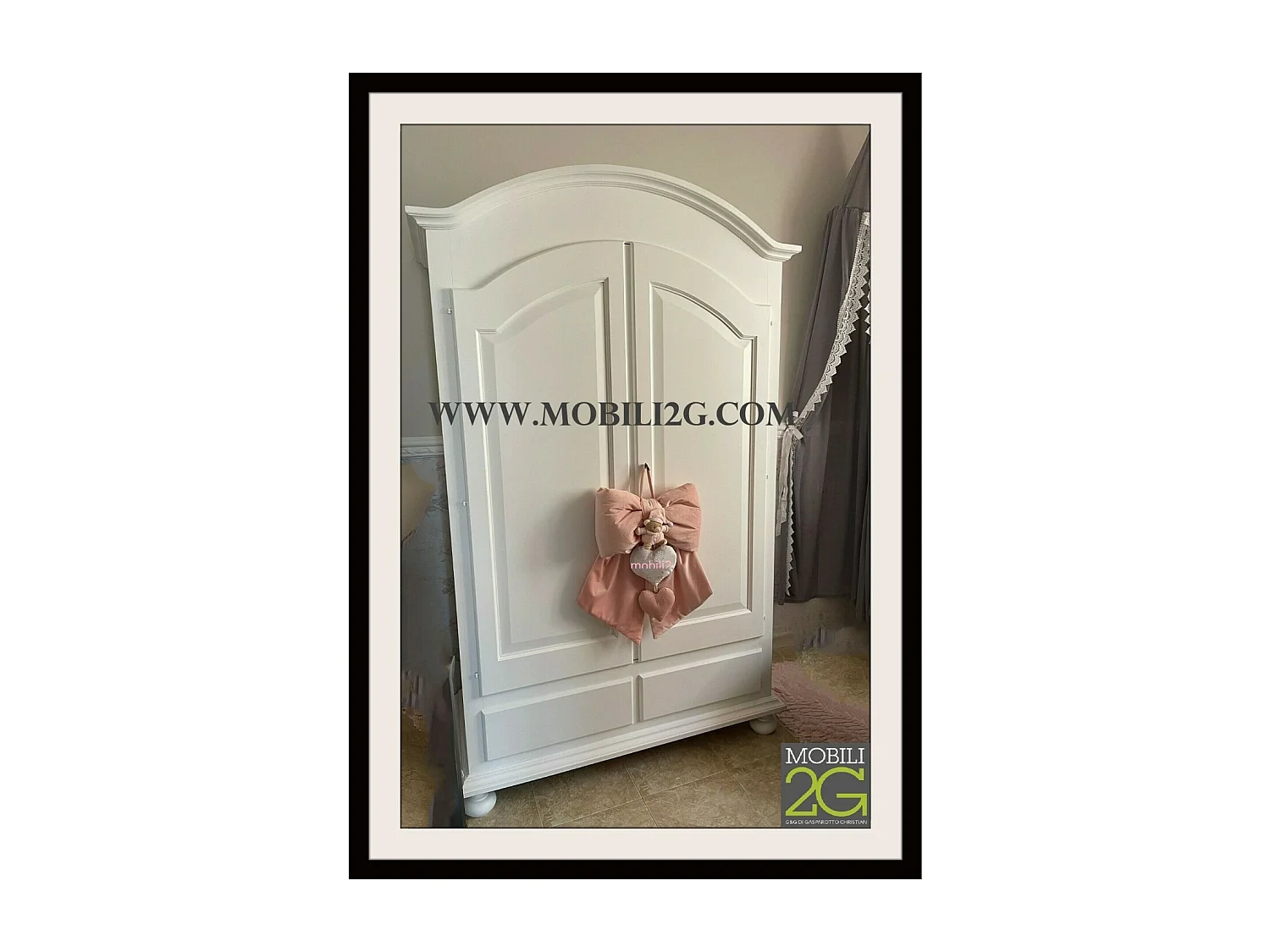 MOBILI 2G - ARMADIO CAPPELLO TONDO BIANCO OPACO SHABBY 125x60x200 (1245)