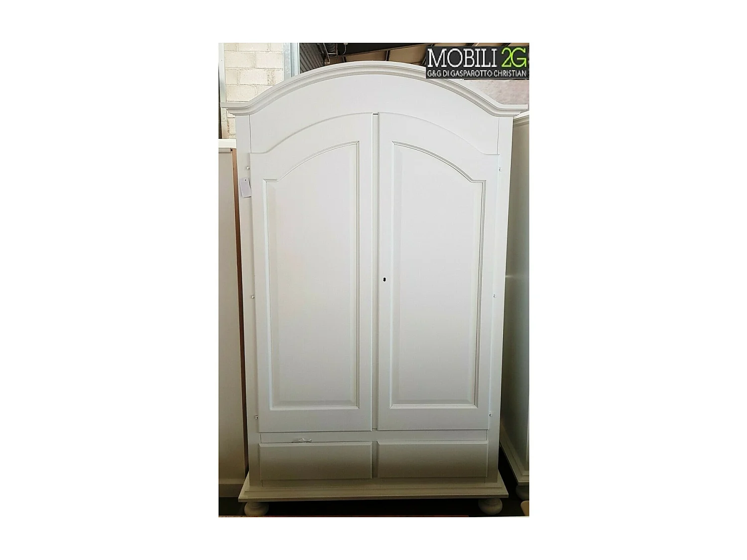 MOBILI 2G - ARMADIO CAPPELLO TONDO BIANCO OPACO SHABBY 125x60x200 (1245)