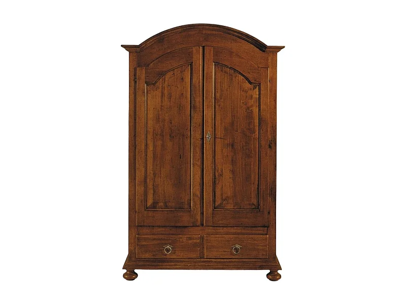 MOBILI 2G - ARMADIO ARTE POVERA 2 PORTE GENDARME IN LEGNO TINTA NOCE 125x60x200 (245)