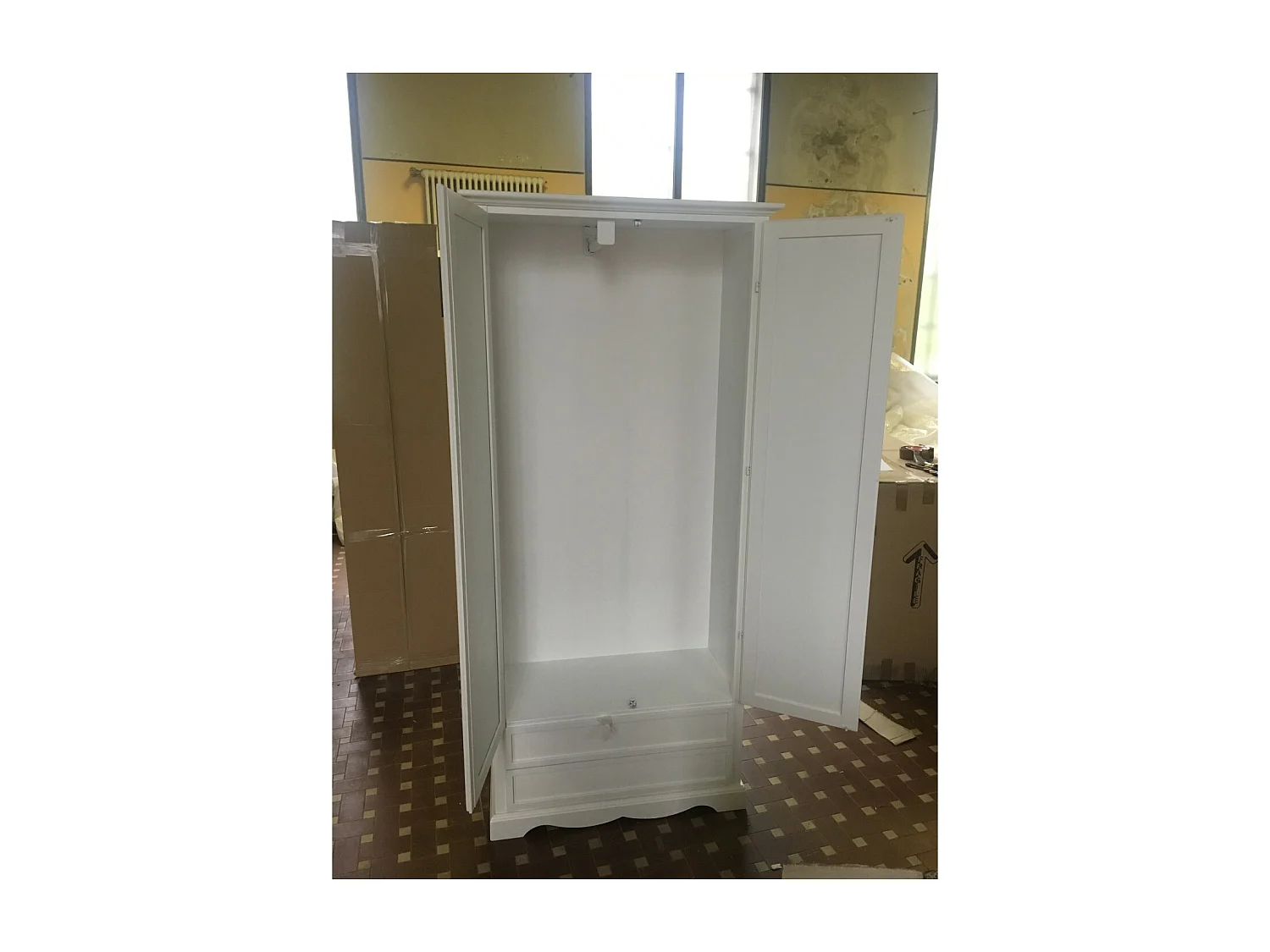 MOBILI 2G - ARMADIO ARTE POVERA 2 ANTE LEGNO BIANCO SHABBY 87x40x192 (1517)