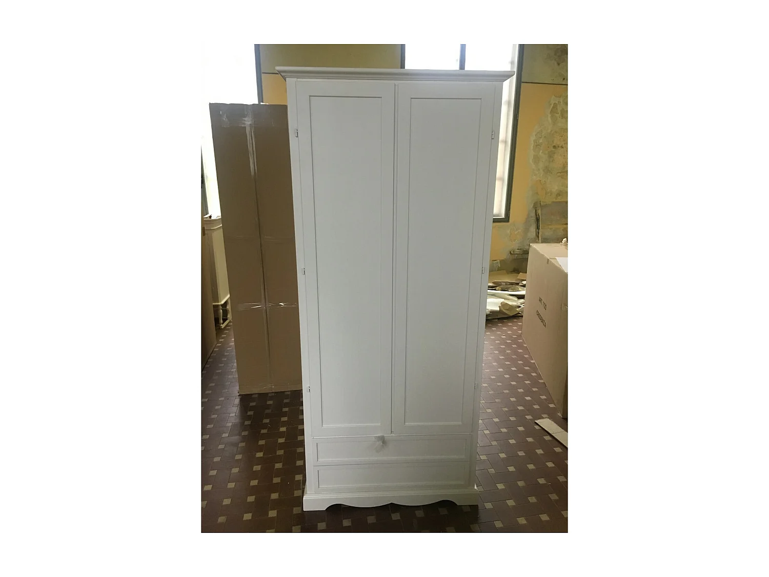 MOBILI 2G - ARMADIO ARTE POVERA 2 ANTE LEGNO BIANCO SHABBY 87x40x192 (1517)