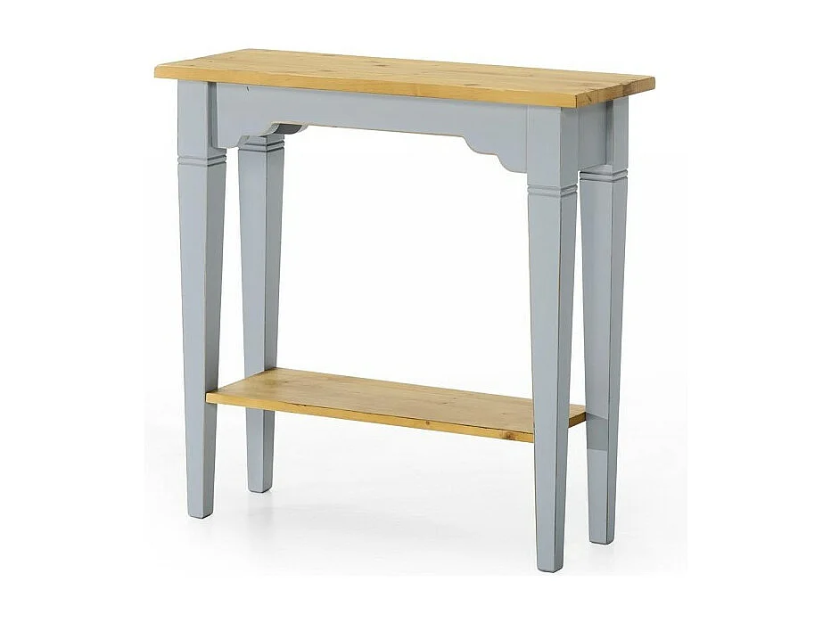 MOBILI 2G - TAVOLO+CONSOLLE IN ABETE LACCATO BIANCO CONSUMATO EFFETTO SHABBY CHIC CON PIANO TINTA NATURALE