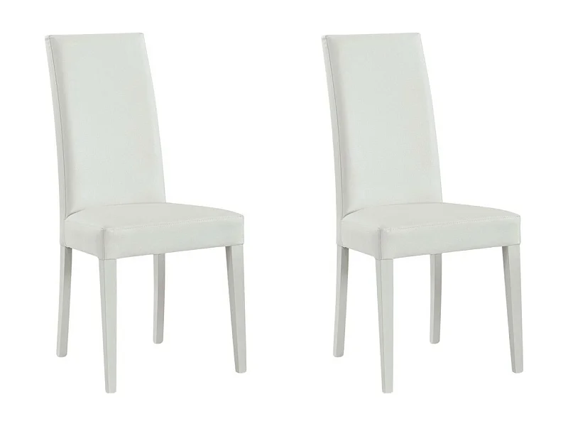 MOBILI 2G - SET 2 SEDIE MODERNE LEGNO ECOPELLE IMBOTTITA BIANCO (577)