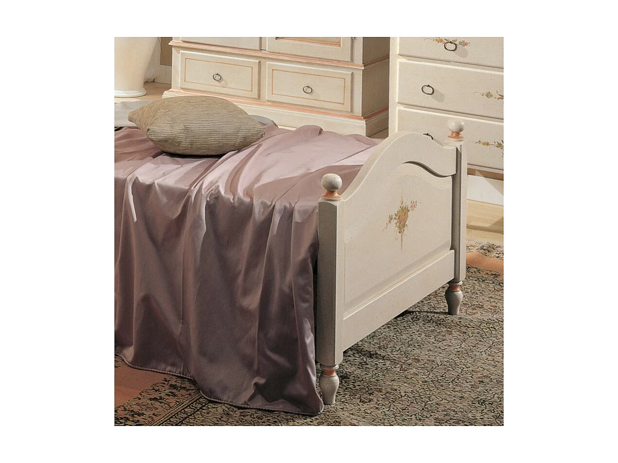 MOBILI 2G - LETTO SAGOMATO SINGOLO BIANCO FILO ROSA IN LEGNO 99x212x112 (1319)