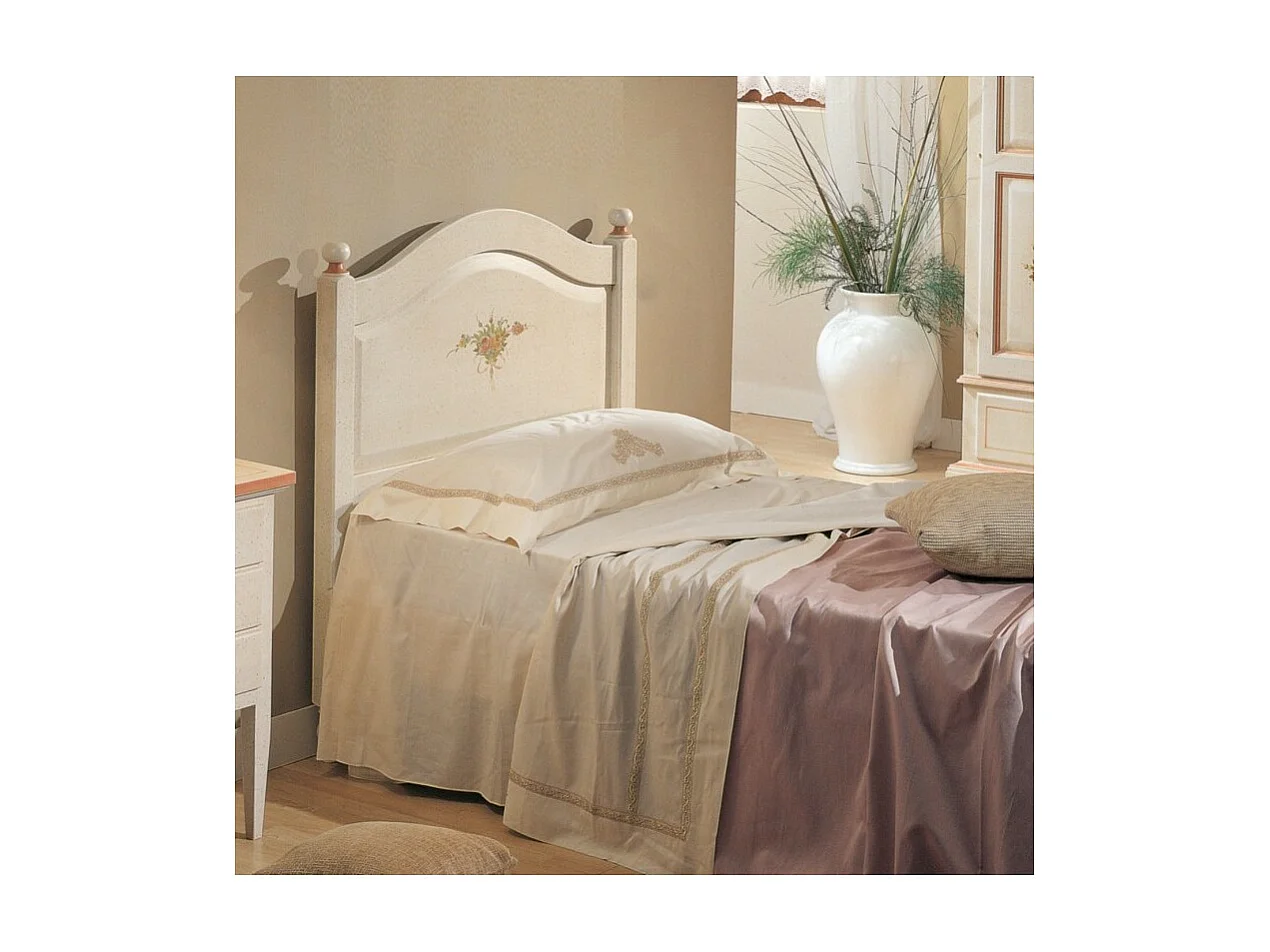 MOBILI 2G - LETTO SAGOMATO SINGOLO BIANCO FILO ROSA IN LEGNO 99x212x112 (1319)