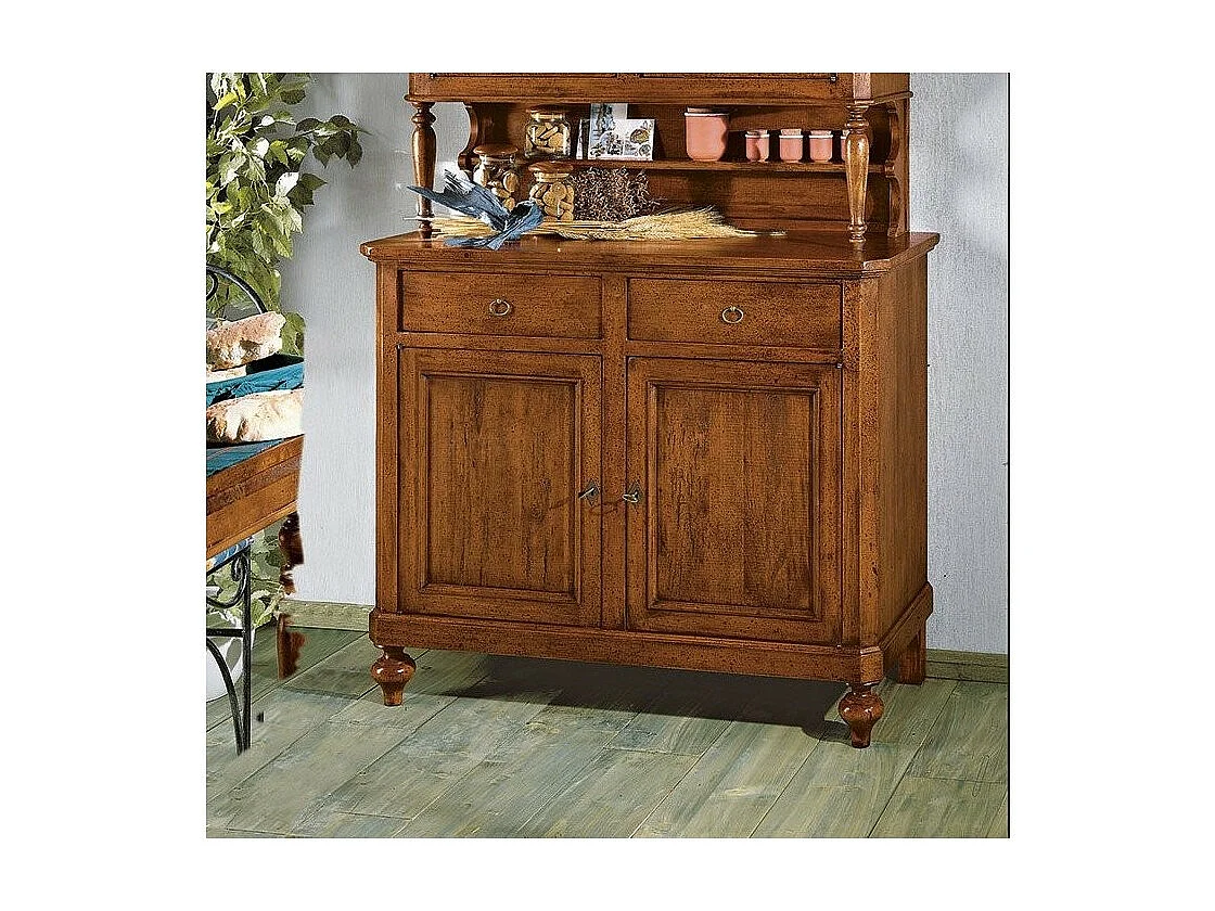 MOBILI 2G - CRISTALLIERA NAPOLETANA IN LEGNO MASSELLO 4 PORTE 2 CASSETTI TINTA NOCE L.116 P.49 H.206 (6011+6012)