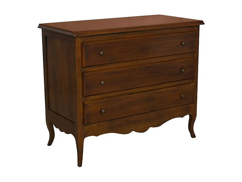 MOBILI 2G - Cassettiera 3 cassetti arte povera legno noce bassano 107x52X89 (762)