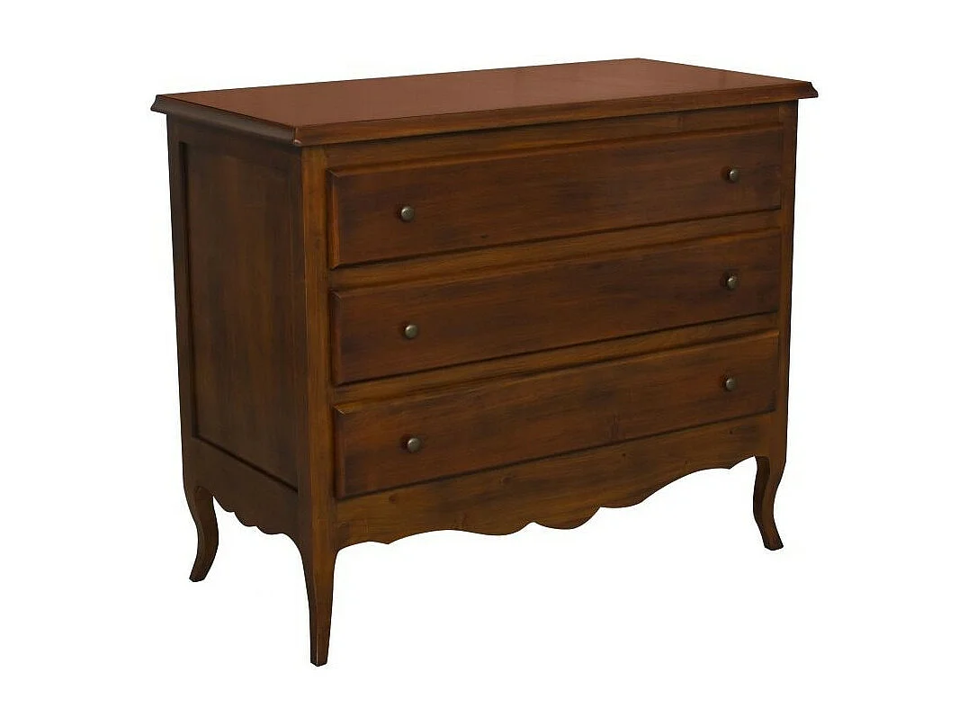 MOBILI 2G - Cassettiera 3 cassetti arte povera legno noce bassano 107x52X89 (762)