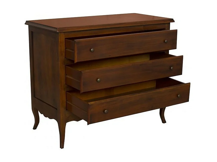 MOBILI 2G - Cassettiera 3 cassetti arte povera legno noce bassano 107x52X89 (762)