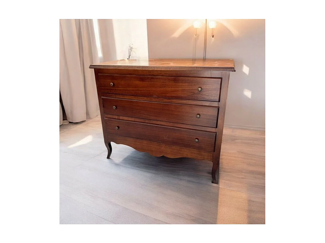 MOBILI 2G - Cassettiera 3 cassetti arte povera legno noce bassano 107x52X89 (762)