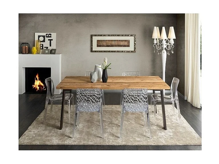 MOBILI 2G - TAVOLO FISSO RETTAGOLARE  LEGNO MASSELLO CONIFERA VECCHIA (003)