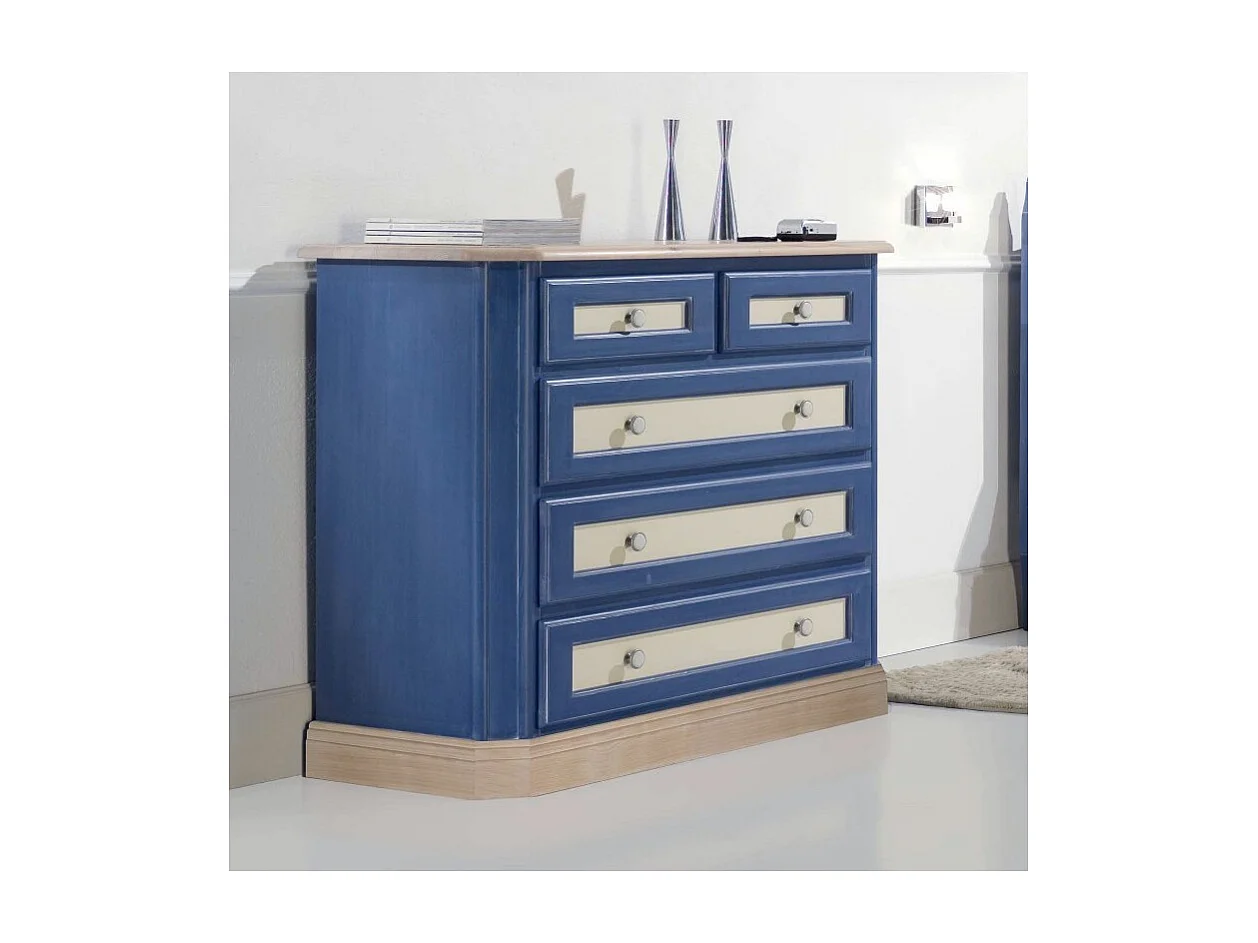 MOBILI 2G - CAMERETTA DA LETTO A CASTELLO LEGNO MASSELLO COLORE BLU