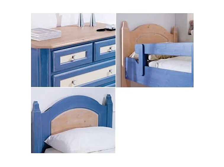 MOBILI 2G - CAMERETTA DA LETTO A CASTELLO LEGNO MASSELLO COLORE BLU