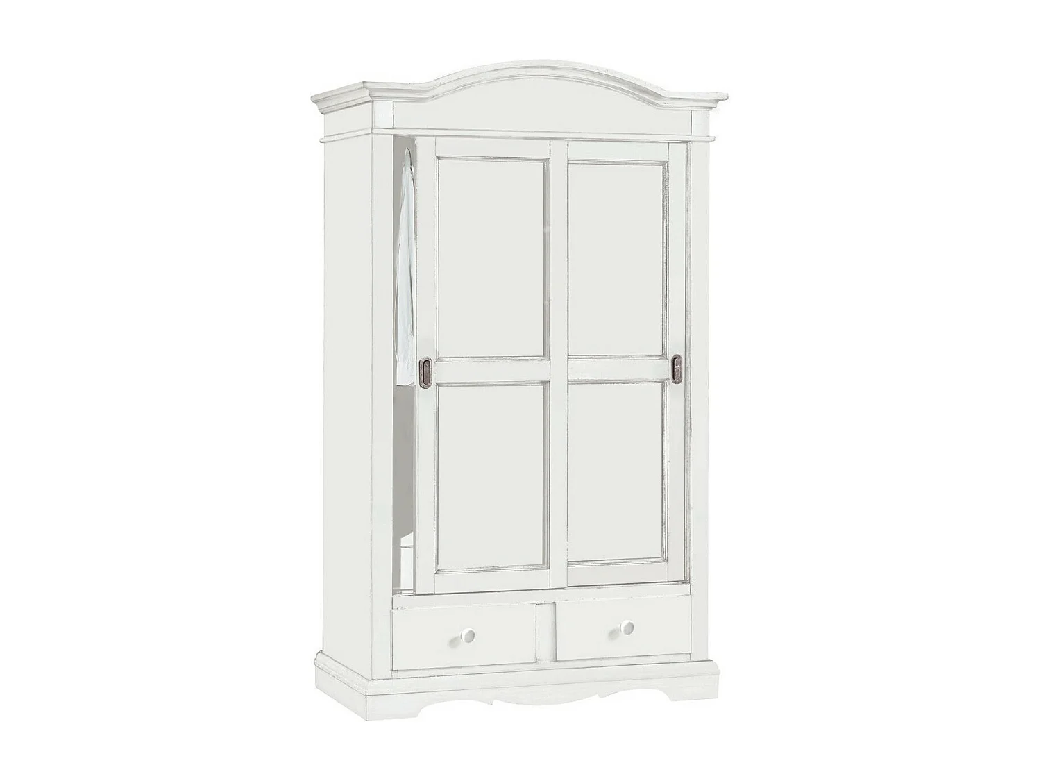 MOBILI 2G - ARMADIO ARTE POVERA 2 ANTE SCORREVOLI SHABBY LEGNO BIANCO 122x60x200 (1296)