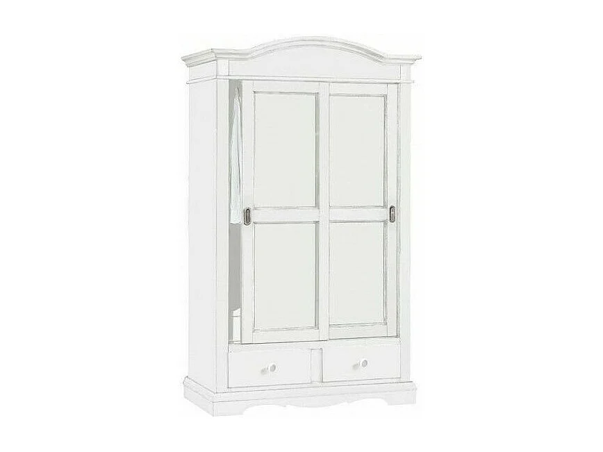 MOBILI 2G - ARMADIO ARTE POVERA 2 ANTE SCORREVOLI SHABBY LEGNO BIANCO 122x60x200 (1296)