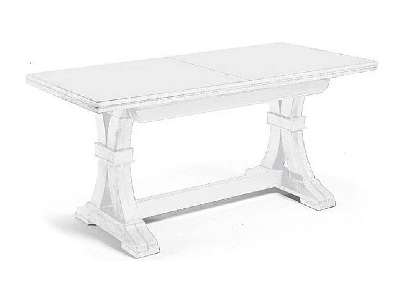 MOBILI 2G - Tavolo classico In Legno Rettangolare Allungabile Laccato Bianco 180x85 (740)