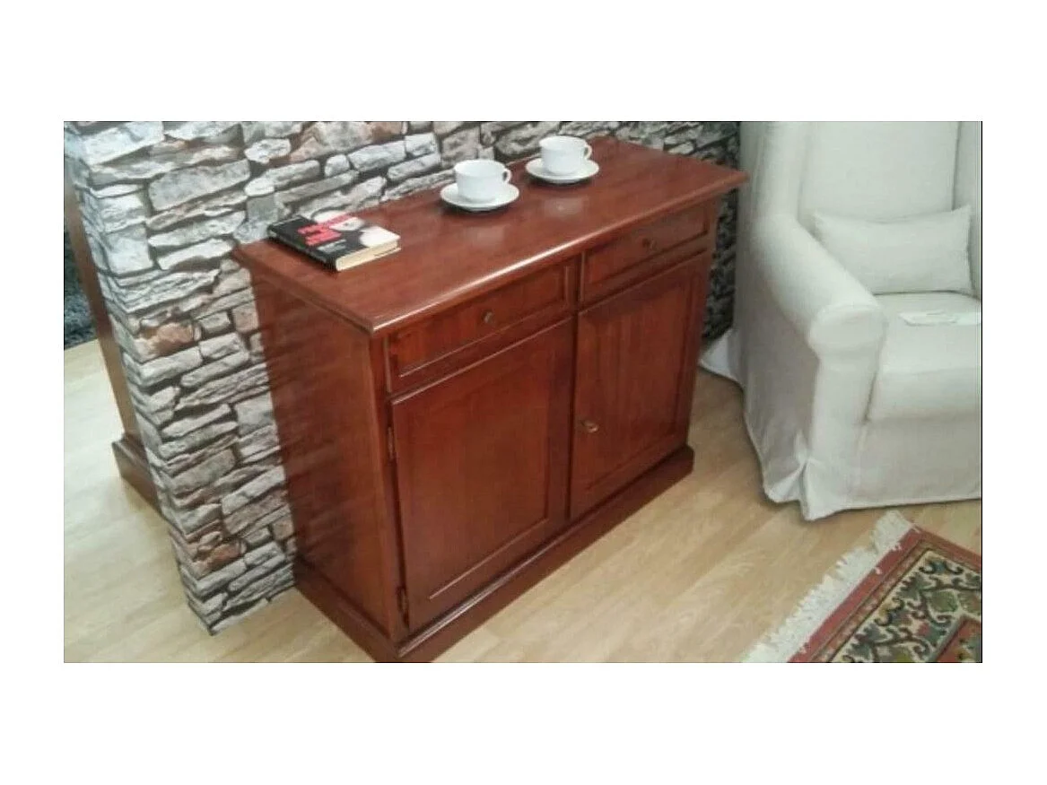 MOBILI 2G - Madia credenza arte povera in legno 2 ante tinta noce 105x42x85 (384)