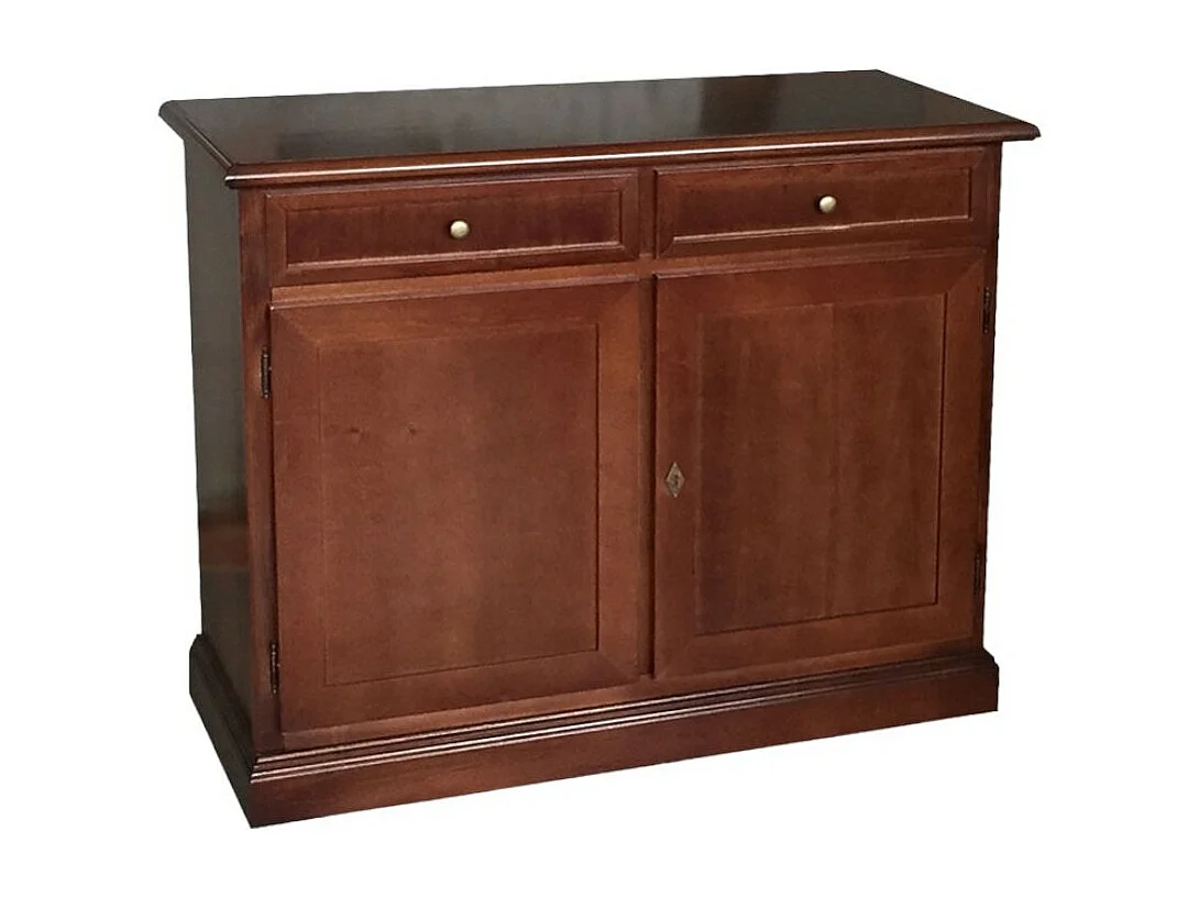 MOBILI 2G - Madia credenza arte povera in legno 2 ante tinta noce 105x42x85 (384)
