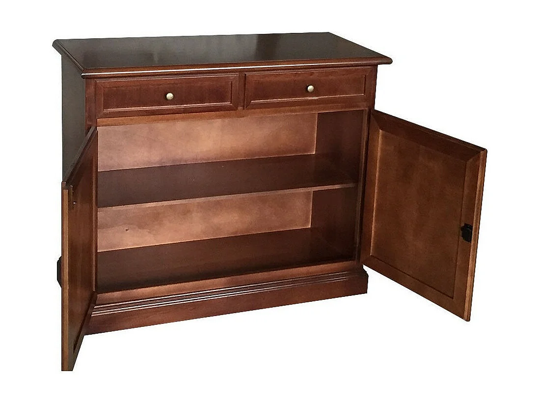 MOBILI 2G - Madia credenza arte povera in legno 2 ante tinta noce 105x42x85 (384)