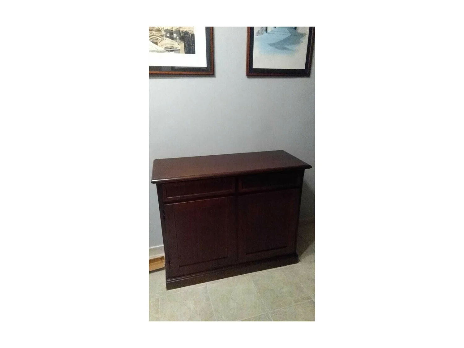 MOBILI 2G - Madia credenza arte povera in legno 2 ante tinta noce 105x42x85 (384)