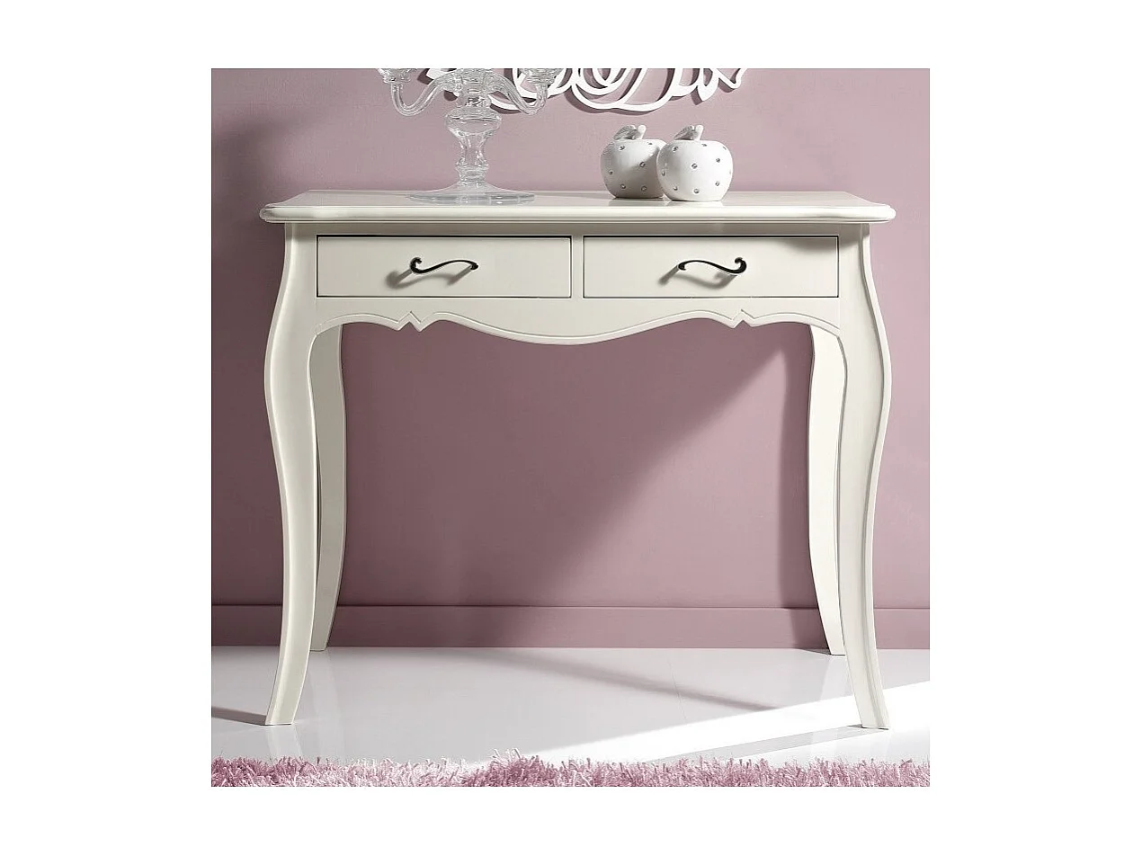 MOBILI 2G - CONSOLLE IN LEGNO LACCATA BIANCO OPACO MISURE L.101 P.38 H.82 (3106)