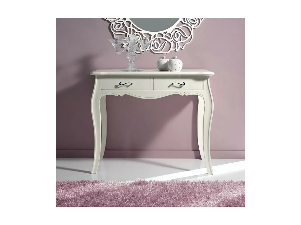 MOBILI 2G - CONSOLLE IN LEGNO LACCATA BIANCO OPACO MISURE L.101 P.38 H.82 (3106)