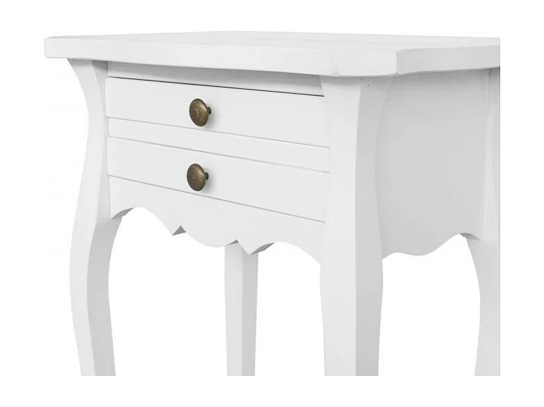 MOBILI 2G - Comodino Porta Telefono 2 Cassetti Legno Shabby Bianco opaco 45x35x70 (1542)