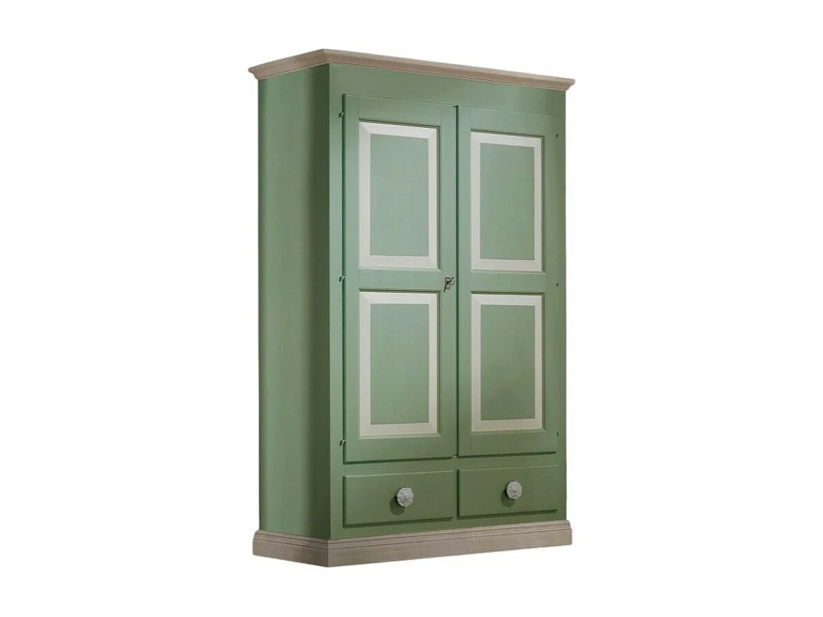 MOBILI 2G - Armadio 2 porte in legno verde e miele shabby 127x60x200 (2204)