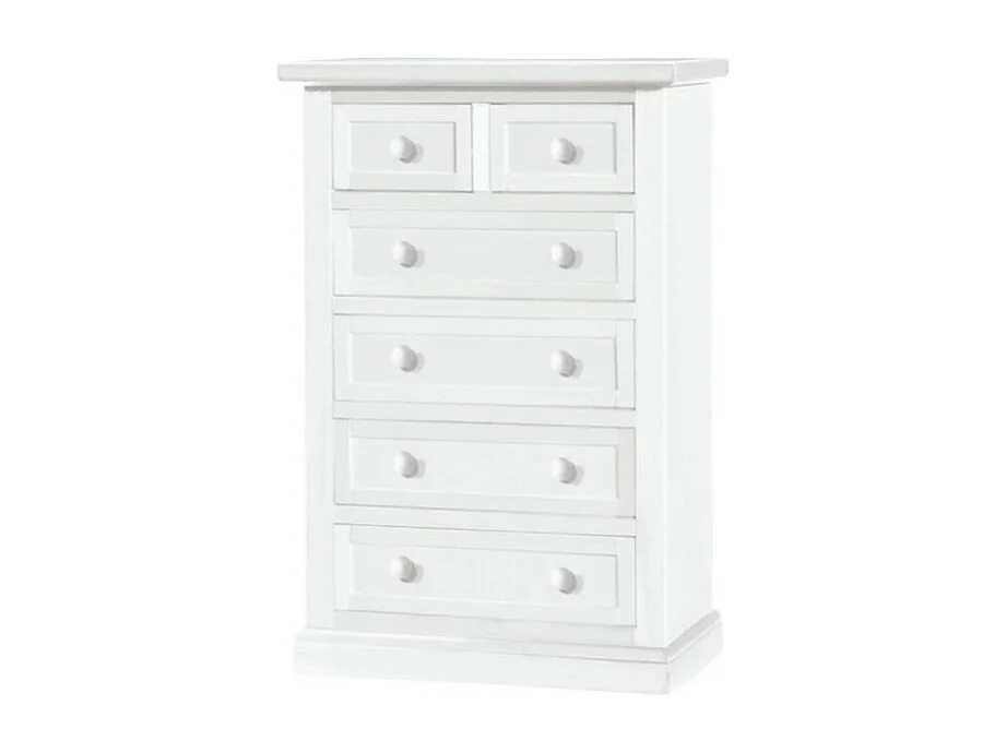 MOBILI 2G - Cassettiera 6 cassetti in legno shabby bianco 62x37X93 (1393)