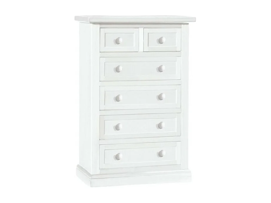 MOBILI 2G - Cassettiera 6 cassetti in legno shabby bianco 62x37X93 (1393)