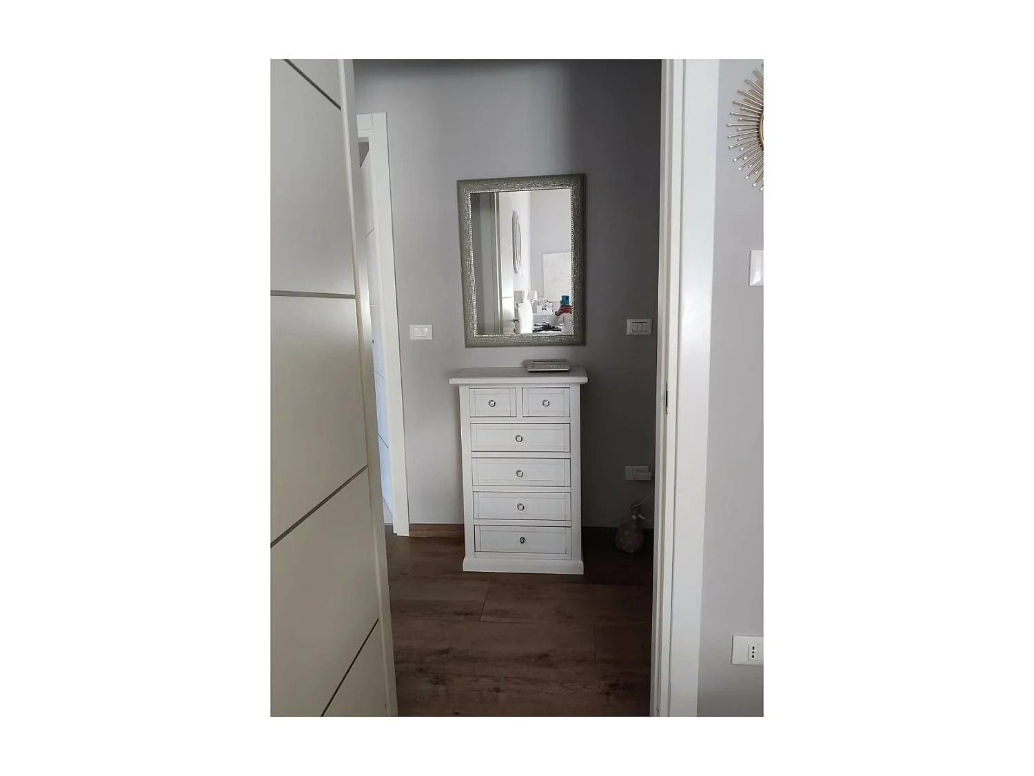 MOBILI 2G - Cassettiera 6 cassetti in legno shabby bianco 62x37X93 (1393)