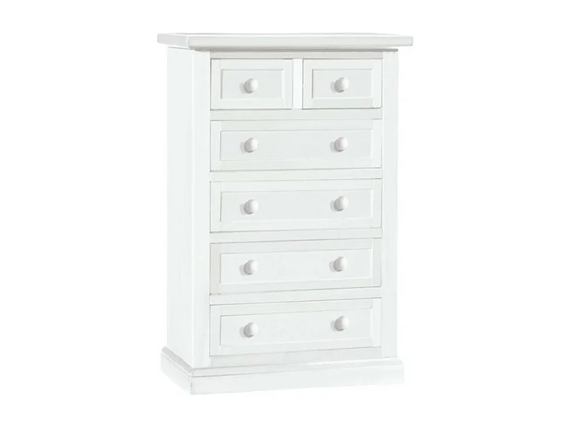 MOBILI 2G - Cassettiera 6 cassetti in legno shabby bianco 62x37X93 (1393)