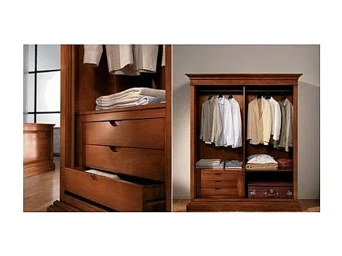 MOBILI 2G - Armadio arte povera 2 Ante scorrevoli legno bianco shabby 183x67x212