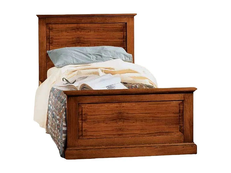 MOBILI 2G - Letto singolo classico legno tinta noce L.103 H 110 P 209 (6132)