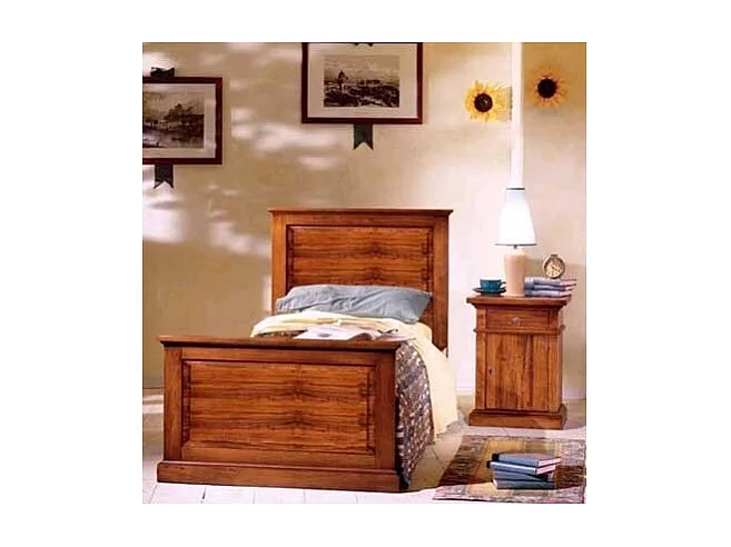 MOBILI 2G - Letto singolo classico legno tinta noce L.103 H 110 P 209 (6132)
