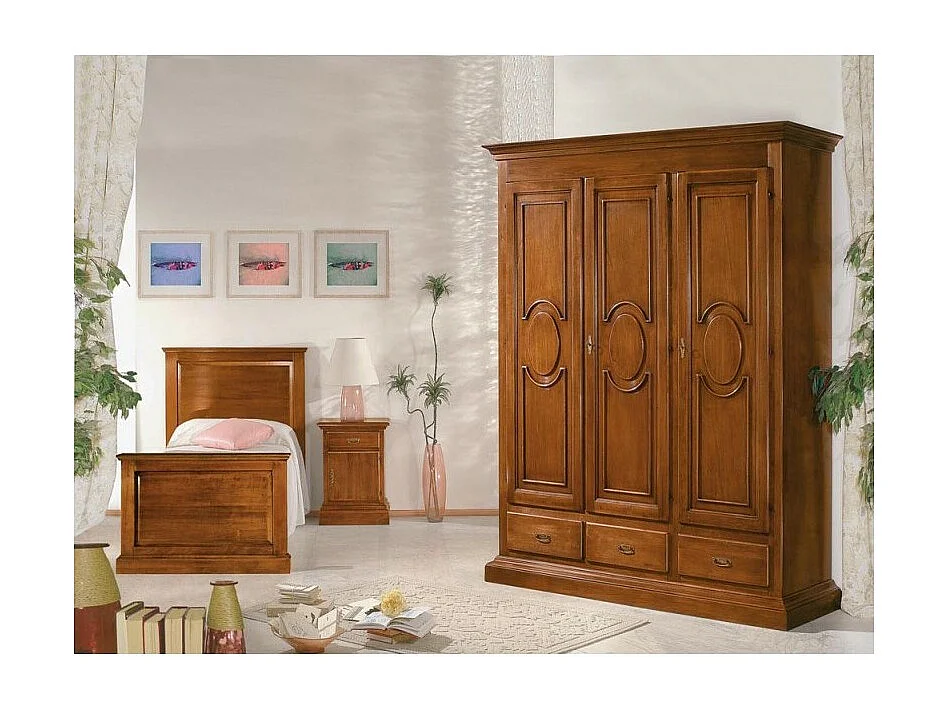 MOBILI 2G - Letto singolo classico legno tinta noce L.103 H 110 P 209 (6132)