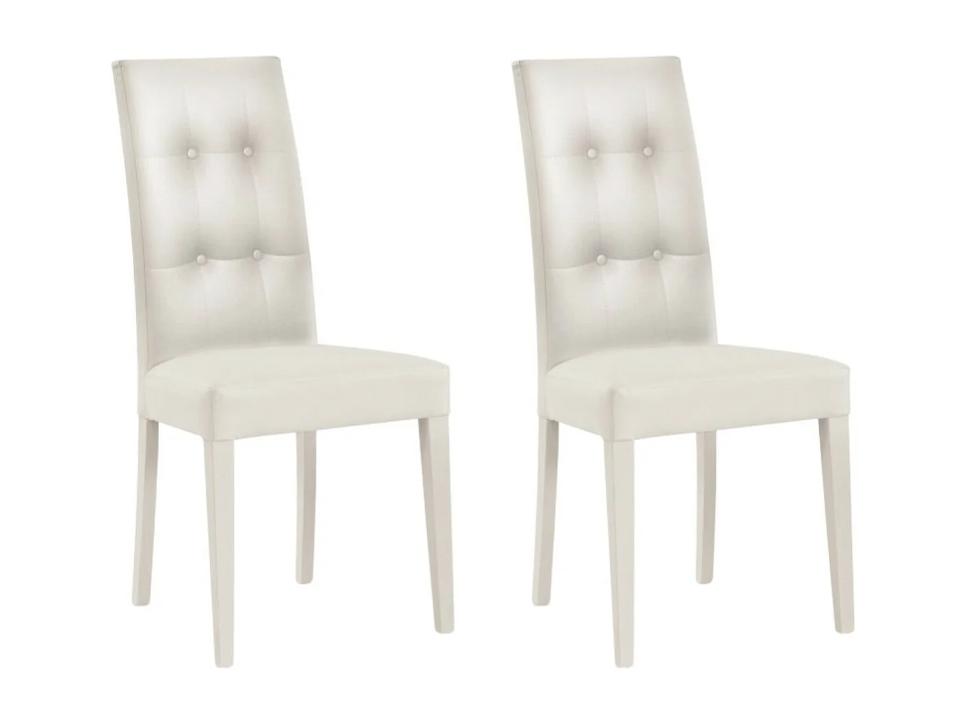 MOBILI 2G - SET 2 SEDIE MODERNE IN ECOPELLE 4 BOTTONI BIANCO (678)